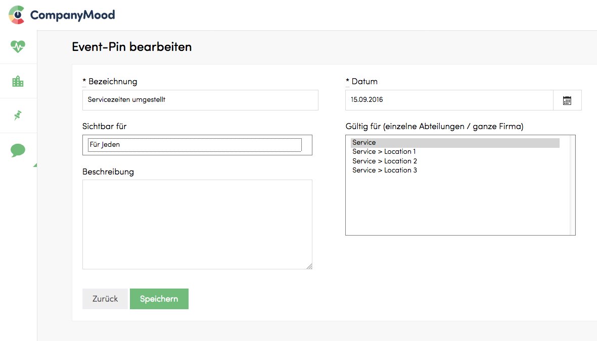 Event-Pin Optionen | CompanyMood