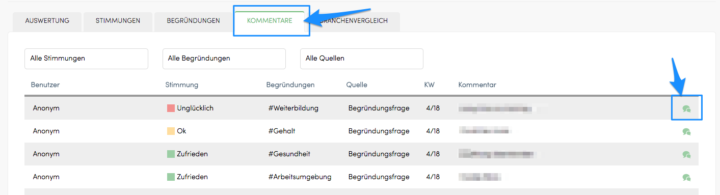 Direkte Antwort per Chat - Mitarbeiterfeedback